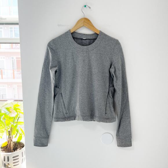 lululemon athletica Tops - Lululemon Gray Cutout Back Long Sleeve Top Size 4